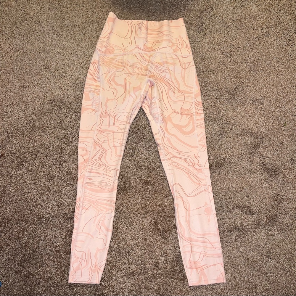 Gymshark pink and white marble elastic leggings